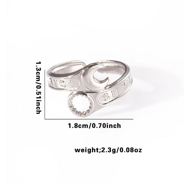 Wholesale Titanium Steel Ring Retro Style With Leaves Heart Shape Flower Letters Numbers Electroplating For Women