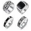 Wholesale Titanium Steel Ring Wave Pattern Polished Unisex Fashion Retro Jewelry