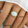 Wholesale Titanium Steel Ring With Black And White Enamel Geometric Design Retro Opening Non Fading Real Gold Plated