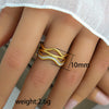 Wholesale Titanium Steel Ring With Black And White Enamel Geometric Design Retro Opening Non Fading Real Gold Plated