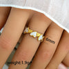 Wholesale Titanium Steel Ring With Black And White Enamel Geometric Design Retro Opening Non Fading Real Gold Plated
