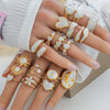 Wholesale Titanium Steel Ring With Black And White Enamel Geometric Design Retro Opening Non Fading Real Gold Plated