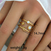 Wholesale Titanium Steel Ring With Black And White Enamel Geometric Design Retro Opening Non Fading Real Gold Plated