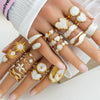 Wholesale Titanium Steel Ring With Black And White Enamel Geometric Design Retro Opening Non Fading Real Gold Plated