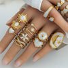 Wholesale Titanium Steel Ring With Black And White Enamel Geometric Design Retro Opening Non Fading Real Gold Plated
