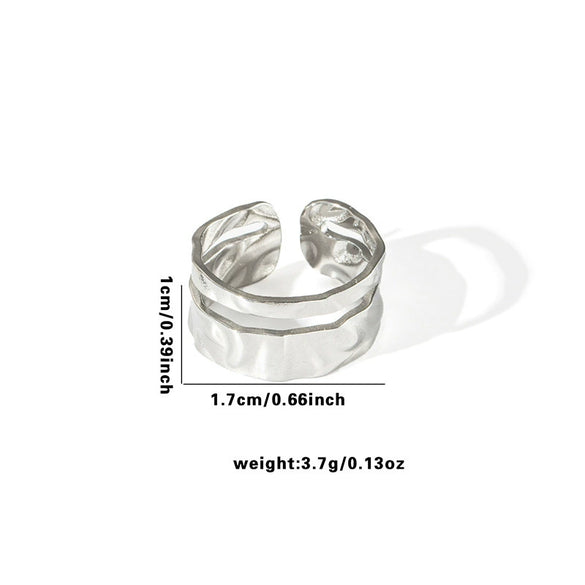 Wholesale Titanium Steel Ring With Chain Hollow Design Electroplated Geometric Style Heart Shape Flower Leaves Letters Numbers Text For Women
