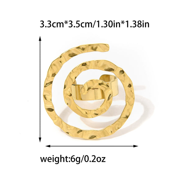 Wholesale Titanium Steel Ring With Geometric Pattern And Electroplating Exaggerate Style Hollow Design