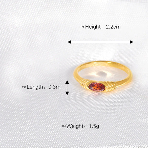 Wholesale Titanium Steel Ring With Geometric Pattern Retro Fashion Inlaid Zircon Plated 18K Gold For Women