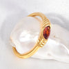 Wholesale Titanium Steel Ring With Geometric Pattern Retro Fashion Inlaid Zircon Plated 18K Gold For Women