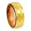 Wholesale Titanium Steel Ring With Hammering Pattern Inlaid Pear Flower Wood And Letters Numbers Text Styling