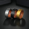 Wholesale Titanium Steel Ring With Hammering Pattern Inlaid Pear Flower Wood And Letters Numbers Text Styling
