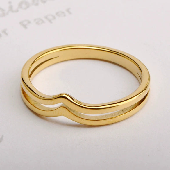 Wholesale Titanium Steel Ring With Irregular Wave And Peach Heart Shape Glossy Electroplated With Letters Numbers Text