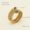 Wholesale Titanium Steel Ring With 18K Gold Inlaid Zircon And Diamond In Geometric High Sense Design For Women