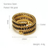 Wholesale Titanium Steel Ring With 18K Gold Inlaid Zircon And Diamond In Geometric High Sense Design For Women