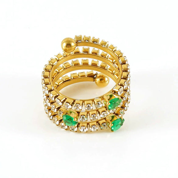 Wholesale Titanium Steel Ring With 18K Gold Inlaid Zircon And Diamond In Geometric High Sense Design For Women