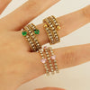 Wholesale Titanium Steel Ring With 18K Gold Inlaid Zircon And Diamond In Geometric High Sense Design For Women