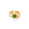 Wholesale Titanium Steel Ring With Multicolor Natural Stone Geometric Shape Niche Style Electroplated