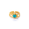 Wholesale Titanium Steel Ring With Multicolor Natural Stone Geometric Shape Niche Style Electroplated