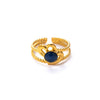 Wholesale Titanium Steel Ring With Multicolor Natural Stone Geometric Shape Niche Style Electroplated