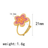 Wholesale Titanium Steel Ring With Peach Powder Drop Oil Design Flower And Insect Patterns