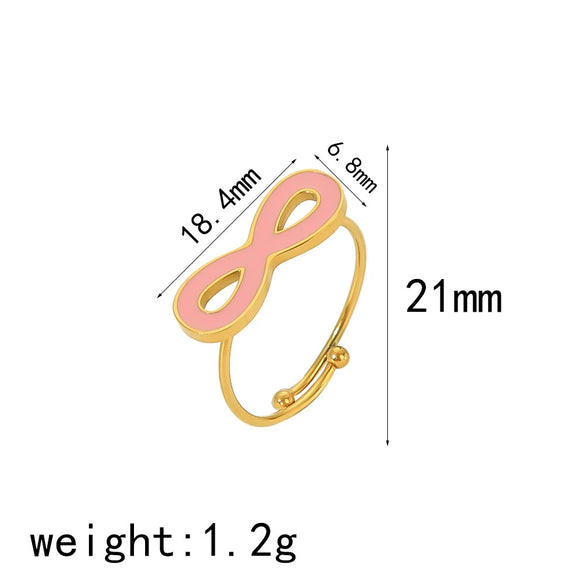 Wholesale Titanium Steel Ring With Peach Powder Drop Oil Design Flower And Insect Patterns