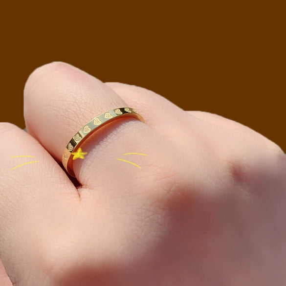 Wholesale Titanium Steel Ring Women's Simple Love Style Heart Shaped Electroplated