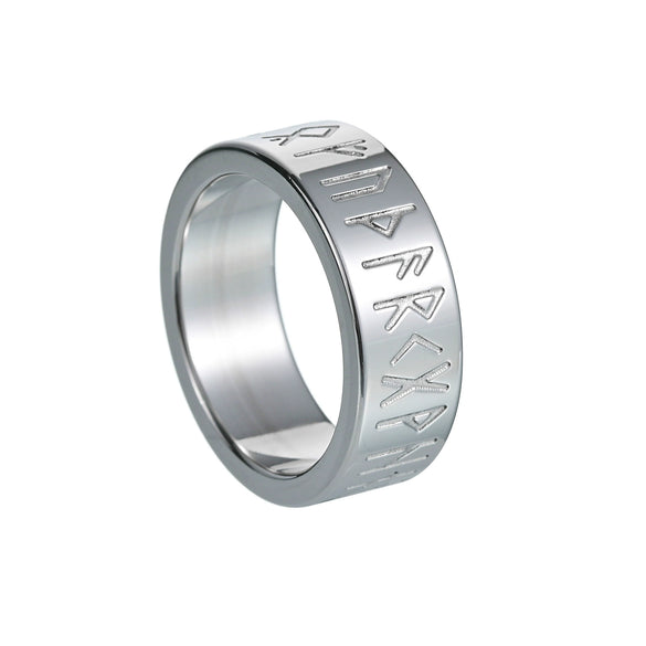 Wholesale Titanium Steel Rings With Nordic Pirate Viking Text Rune Pattern And Electroplating Treatment