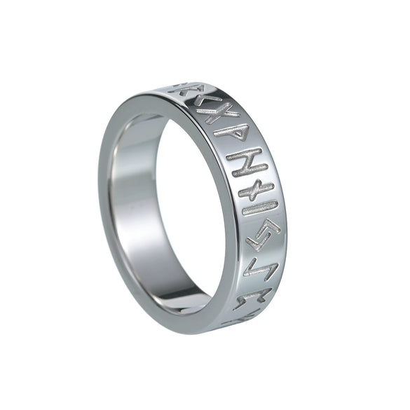 Wholesale Titanium Steel Rings With Nordic Pirate Viking Text Rune Pattern And Electroplating Treatment