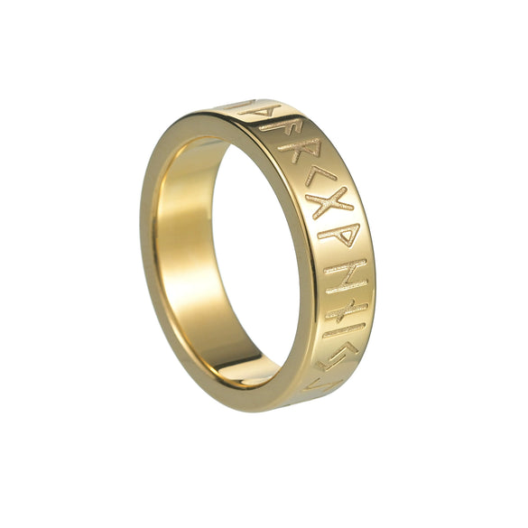 Wholesale Titanium Steel Rings With Nordic Pirate Viking Text Rune Pattern And Electroplating Treatment