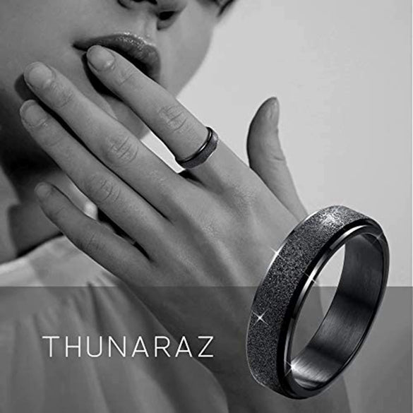 Wholesale Titanium Steel Rotating Decompression Ring Geometric Style Electroplated Unisex Jewelry