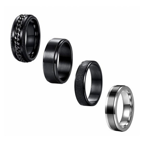 Wholesale Titanium Steel Rotating Decompression Ring Geometric Style Electroplated Unisex Jewelry