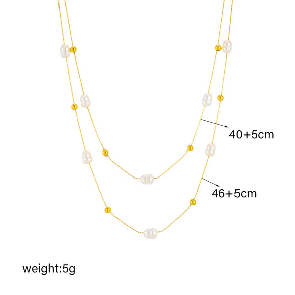 Wholesale Titanium Steel Round Bead Pearl Clavicle Necklace With Electroplating Simple Elegant Retro Style