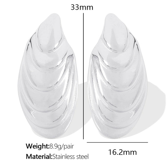 Wholesale 316L Stainless Steel Round Embossed Earrings Jewelry With Shell Design Personality Style