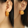 Wholesale 316L Stainless Steel Round Embossed Earrings Jewelry With Shell Design Personality Style