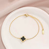 Wholesale Titanium Steel Simple Black Edge Doublesided Clover Anklet For Women Fashion Jewelry With Ochain Styling