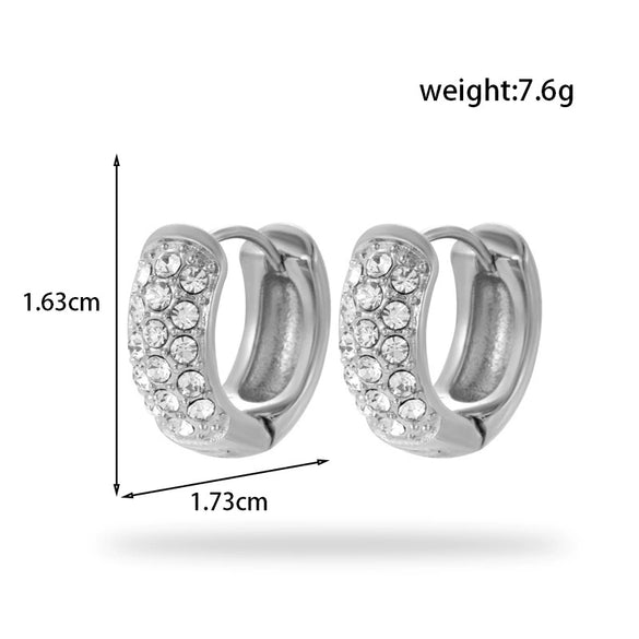 Wholesale Titanium Steel Simple Fashion Versatile Microset Diamond Round Geometric Earrings With Electroplating
