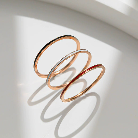 Wholesale Titanium Steel Simple Geometric Electroplating Ring For Women