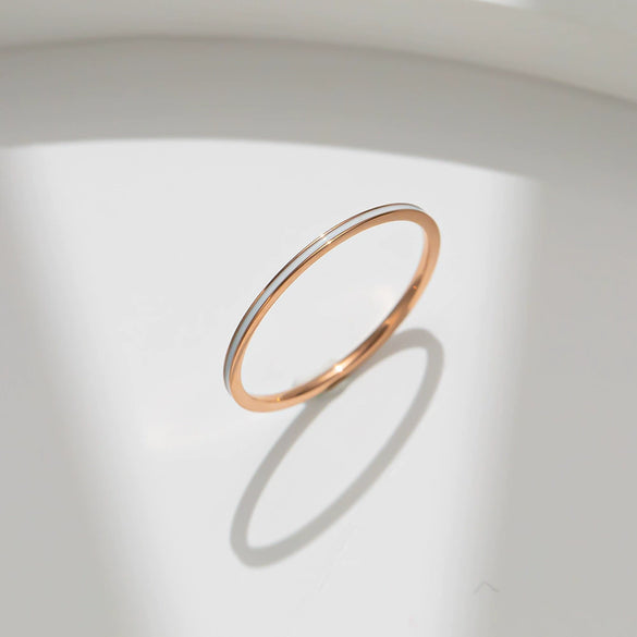 Wholesale Titanium Steel Simple Geometric Electroplating Ring For Women