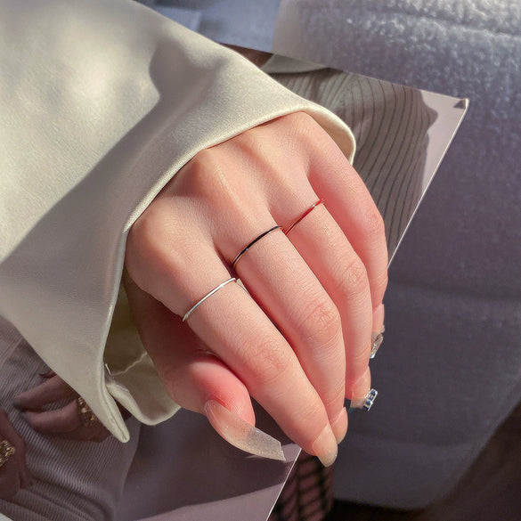 Wholesale Titanium Steel Simple Geometric Electroplating Ring For Women