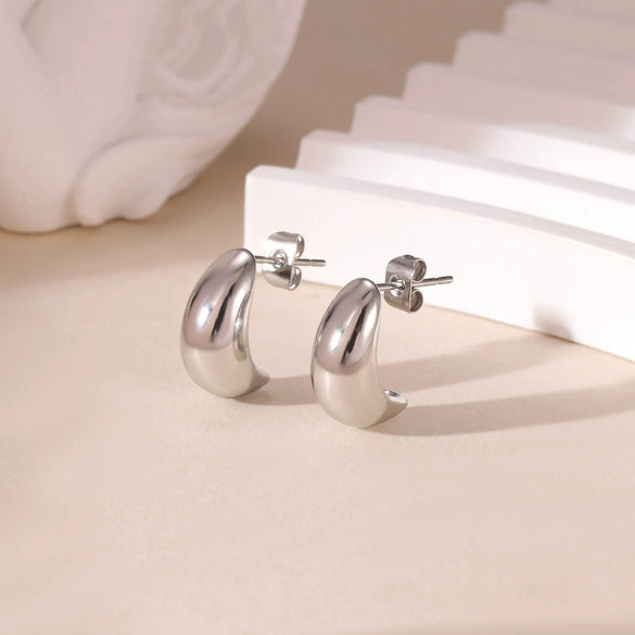 Wholesale Titanium Steel Simple Geometric Rose Gold Electroplated Women's Earrings