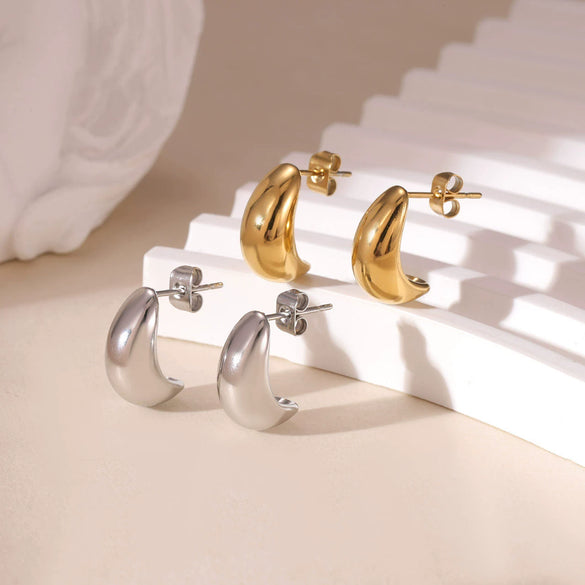 Wholesale Titanium Steel Simple Geometric Rose Gold Electroplated Women's Earrings