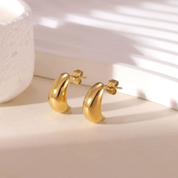 Wholesale Titanium Steel Simple Geometric Rose Gold Electroplated Women's Earrings