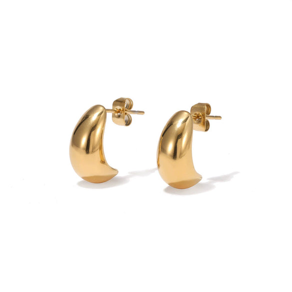 Wholesale Titanium Steel Simple Geometric Rose Gold Electroplated Women's Earrings