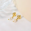 Wholesale Titanium Steel Simple Handmade Women's Earrings With Geometric And Ushape Pattern And Fourleaf Clover Design Do Not Fade