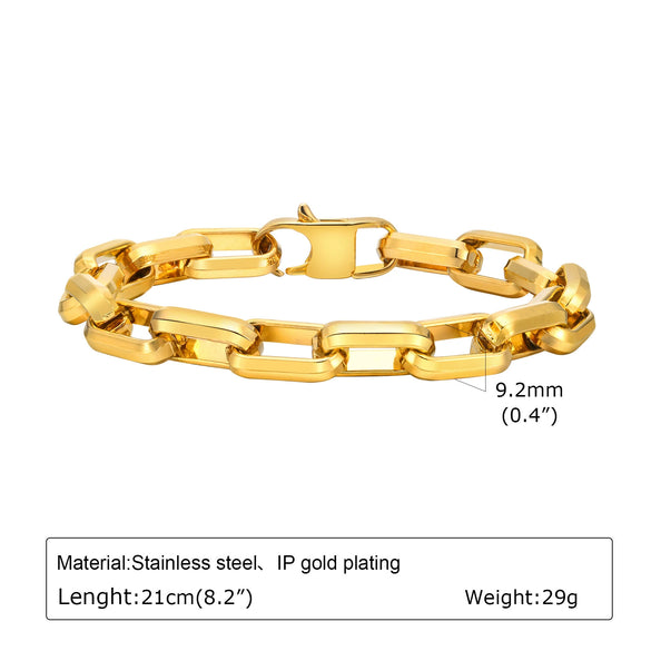 Wholesale Titanium Steel Simple Square Chain Bracelet With Electroplating Treatment