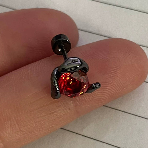 Wholesale Titanium Steel Snake And Flower Earrings With Inlaid Zircon Unisex Rose Cut Diy Hand Set