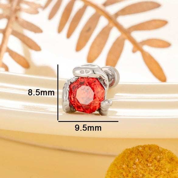 Wholesale Titanium Steel Snake And Flower Earrings With Inlaid Zircon Unisex Rose Cut Diy Hand Set