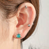 Wholesale Titanium Steel Snake And Flower Earrings With Inlaid Zircon Unisex Rose Cut Diy Hand Set
