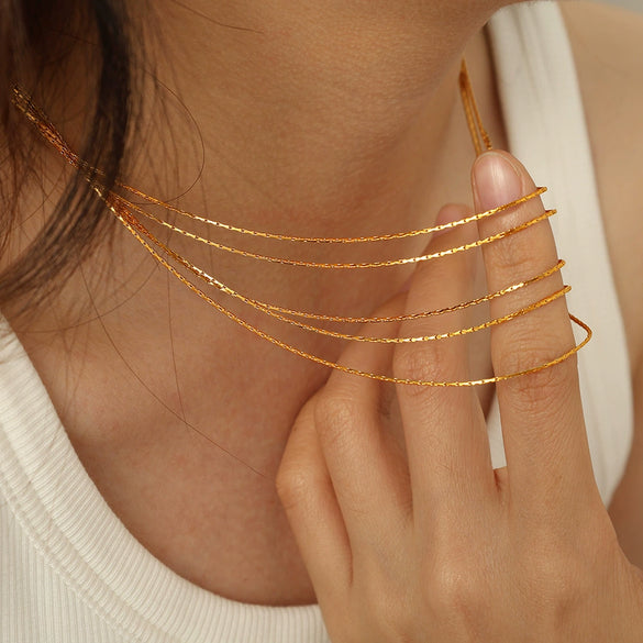 Wholesale 316L Stainless Steel Snake Bone Chain Necklace With Geometric Ushape Design And Electroplating