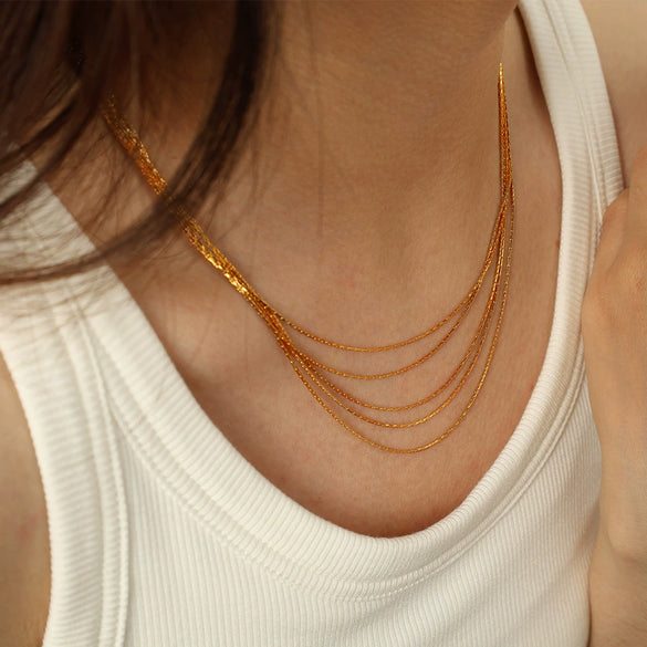 Wholesale 316L Stainless Steel Snake Bone Chain Necklace With Geometric Ushape Design And Electroplating